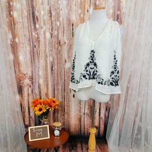Free People gauzy embroidered flowy sleeveless top